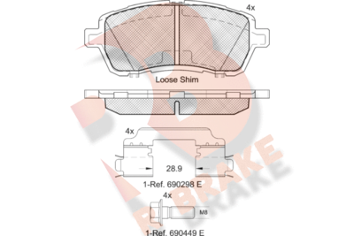 Комплект тормозных колодок, дисковый тормоз R BRAKE RB1881-204 для FORD KA+
