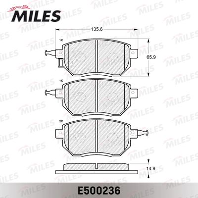 Комплект тормозных колодок, дисковый тормоз MILES E500236 для INFINITI FX