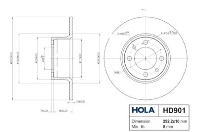 Тормозной диск HOLA HD901 для LADA 1200-1600