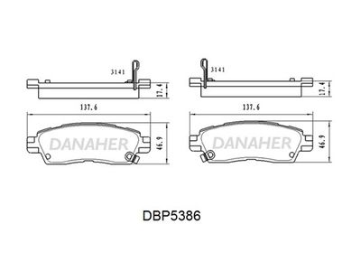 Комплект тормозных колодок, дисковый тормоз DANAHER DBP5386 для CHEVROLET TRAILBLAZER