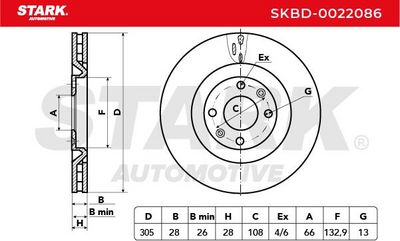 спирачен диск STARK SKBD-0022086