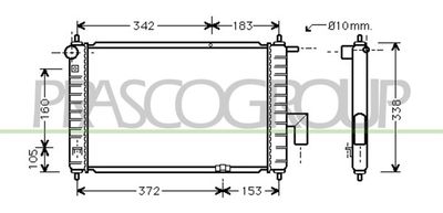 Радиатор, охлаждение двигателя PRASCO DW322R003 для DAEWOO MATIZ
