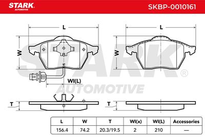 комплект спирачно феродо, дискови спирачки STARK SKBP-0010161