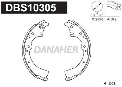 DANAHER DBS10305 Ремкомплект барабанных колодок  для TOYOTA PREVIA (Тойота Превиа)