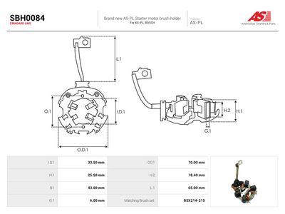 Børsteholder, starter AUTOSTARTER SBH0084 for MERCEDES-BENZ