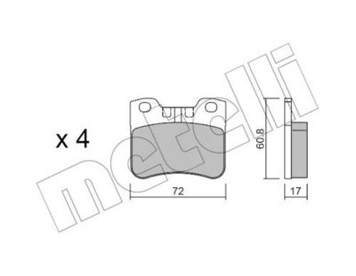 комплект спирачно феродо, дискови спирачки METELLI 22-0060-2