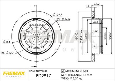 FREMAX BD-2917 Тормозной диск 