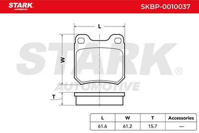 комплект спирачно феродо, дискови спирачки STARK SKBP-0010037