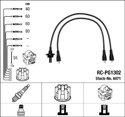 Комплект проводов зажигания NGK 6071 для PEUGEOT J9