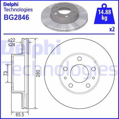 BG2846 DELPHI Тормозной диск