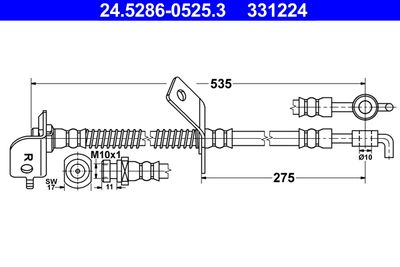 Тормозной шланг ATE 24.5286-0525.3 для HYUNDAI i30