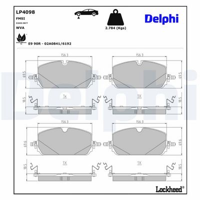 комплект спирачно феродо, дискови спирачки DELPHI LP4098
