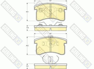 Комплект тормозных колодок, дисковый тормоз GIRLING 6131269 для DAIHATSU COPEN
