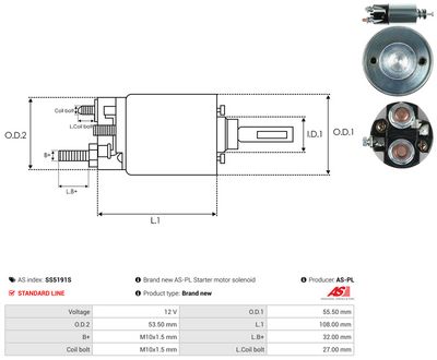 Elektromagnetický spínač, startér AS-PL SS5191S