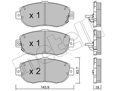 Комплект тормозных колодок, дисковый тормоз METELLI 22-0756-0 для TOYOTA ARISTO