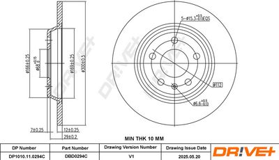 Tarcza hamulcowa DR!VE+ DBD0294C