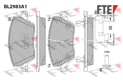 Комплект тормозных колодок, дисковый тормоз FTE BL2983A1 для FIAT TIPO