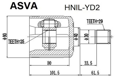 Шарнирный комплект, приводной вал ASVA HNIL-YD2 для ACURA MDX