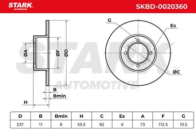 спирачен диск STARK SKBD-0020360