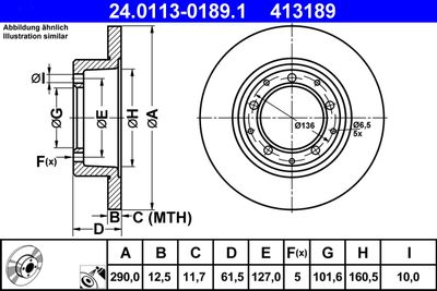 Тормозной диск ATE 24.0113-0189.1 для LAND ROVER DEFENDER