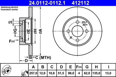 Тормозной диск ATE 24.0112-0112.1 для FIAT ARGENTA
