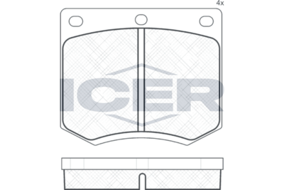 комплект спирачно феродо, дискови спирачки ICER 180255