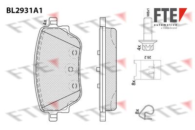 Комплект тормозных колодок, дисковый тормоз FTE 9011175 для MERCEDES-BENZ B-CLASS