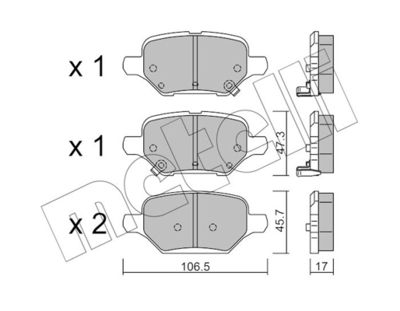 Комплект тормозных колодок, дисковый тормоз METELLI 22-1213-0 для OPEL MOKKA