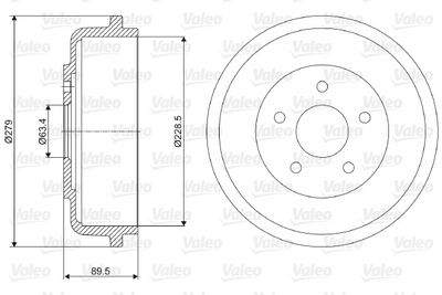 Тормозной барабан VALEO 237053 для FORD TRANSIT