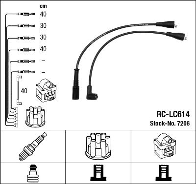 Комплект проводов зажигания NGK 7206 для LANCIA DELTA