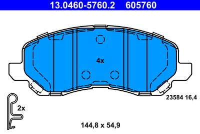 Комплект тормозных колодок, дисковый тормоз ATE 13.0460-5760.2 для JEEP COMPASS