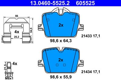 Комплект тормозных колодок, дисковый тормоз ATE 13.0460-5525.2 для TOYOTA SUPRA