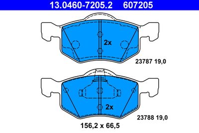 Комплект тормозных колодок, дисковый тормоз ATE 13.0460-7205.2 для MAZDA TRIBUTE