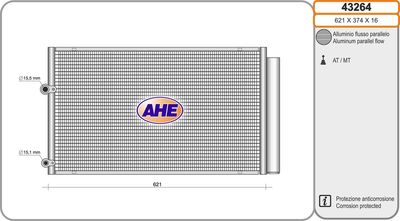Конденсатор, кондиционер AHE 43264 для TOYOTA PRIUS