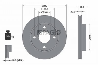 спирачен диск PAGID 51023NC