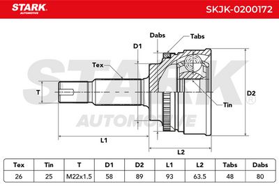 каре комплект, полуоска STARK SKJK-0200172