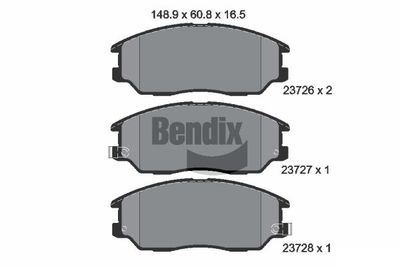 Комплект тормозных колодок, дисковый тормоз BENDIX Braking BPD2028 для SSANGYONG STAVIC