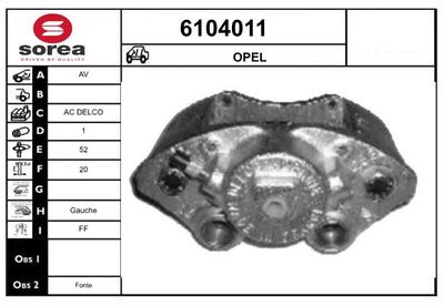 STARTCAR 6104011 Тормозной суппорт для OPEL KADETT E Фургон/универсал (T85) 1.6 i (C70, D70)