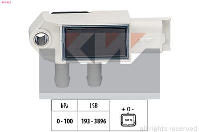 Senzor, tlak výfukového plynu KW 493 423