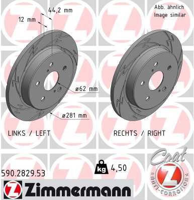 Тормозной диск ZIMMERMANN 590.2829.53 для TOYOTA C-HR