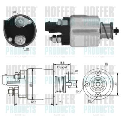 Тяговое реле, стартер HOFFER 46158 для AUDI A2