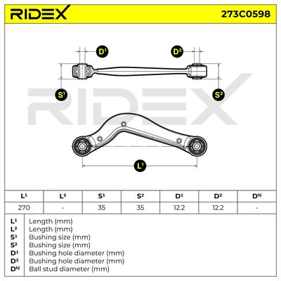 носач, окачване на колелата RIDEX 273C0598
