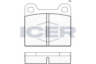 комплект спирачно феродо, дискови спирачки ICER 180162