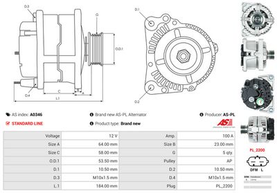 GENERATOR / ALTERNATOR AS-PL A0346 4