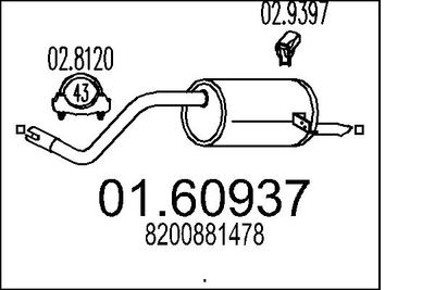 Глушитель выхлопных газов конечный MTS 01.60937 для RENAULT MODUS