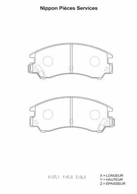 Комплект тормозных колодок, дисковый тормоз NPS S360U03 для SUBARU XT