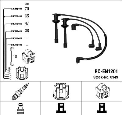 Комплект проводов зажигания NGK 0349 для NISSAN SUNNY