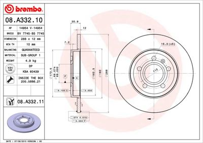 BREMBO Bremsscheibe PRIME LINE - UV Coated (08.A332.11)