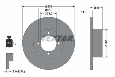 Тормозной диск TEXTAR 92005400 для OPEL GT