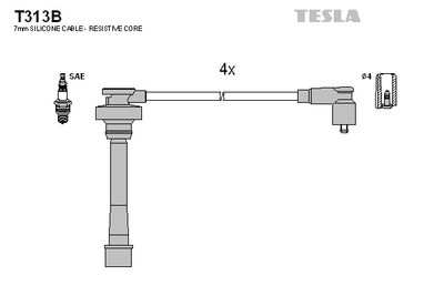 Комплект проводов зажигания TESLA T313B для CHERY TIGGO